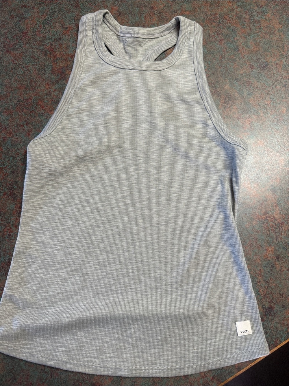 Vuori Light Gray Ribbed Racerback Tank Top